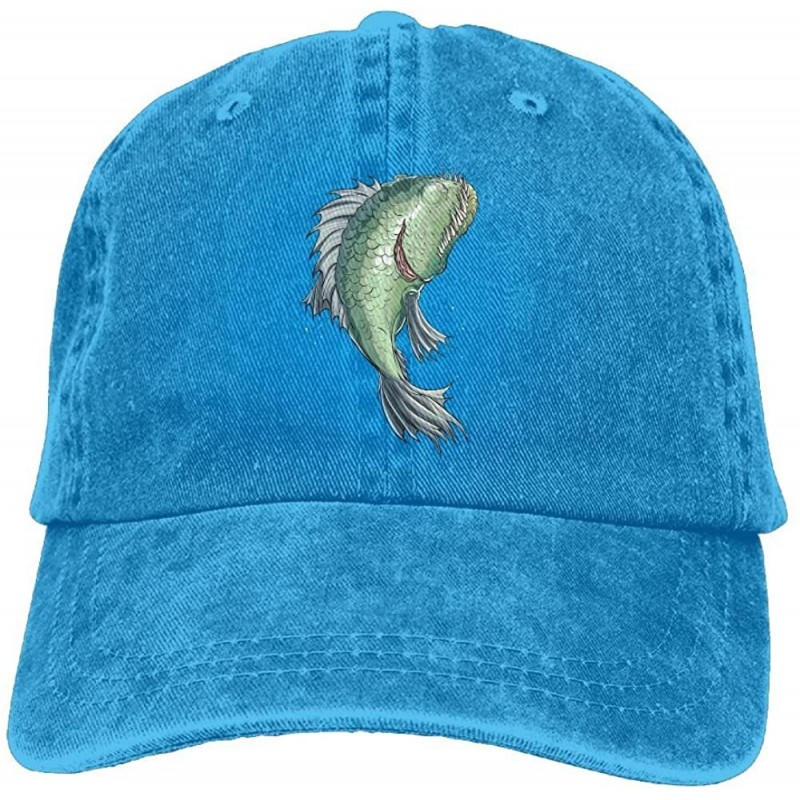 Skullies & Beanies Ugly and Ferocious Fish Denim Baseball Caps Hat Adjustable Cotton Sport Strap Cap for Men Women - Royalblu...