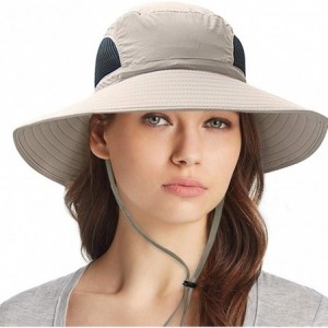 Sun Hats Waterproof Sun Hat Outdoor UV Protection Bucket Mesh Boonie Hat Adjustable Fishing Cap - Beige - CY184RMTWX3 $16.80