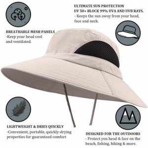 Sun Hats Waterproof Sun Hat Outdoor UV Protection Bucket Mesh Boonie Hat Adjustable Fishing Cap - Beige - CY184RMTWX3 $16.80