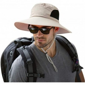 Sun Hats Waterproof Sun Hat Outdoor UV Protection Bucket Mesh Boonie Hat Adjustable Fishing Cap - Beige - CY184RMTWX3 $16.80