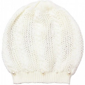 Skullies & Beanies Knit Crochet Hat Light Beanie Style Knitted Cap Women Girl Thin Hollow Braid - White - CD18EILSTD3 $7.83