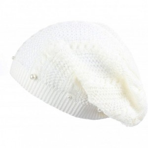 Skullies & Beanies Knit Crochet Hat Light Beanie Style Knitted Cap Women Girl Thin Hollow Braid - White - CD18EILSTD3 $7.83