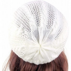 Skullies & Beanies Knit Crochet Hat Light Beanie Style Knitted Cap Women Girl Thin Hollow Braid - White - CD18EILSTD3 $7.83