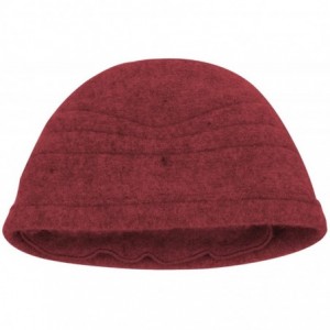 Bucket Hats Women's Elegant Flower Wool Cloche Bucket Slouch Hat - Ruffle Bucket Hat - Red - CQ12O2HP97H $29.11