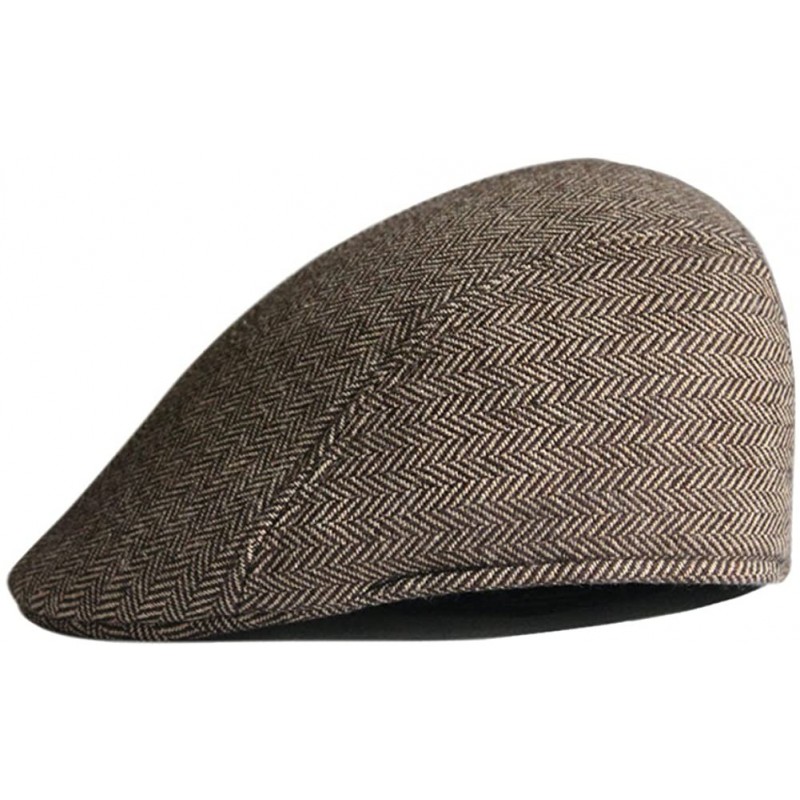 Newsboy Caps Men's Casual Plaid Newsboy Caps - Khaki - CV11OBW5GGD $12.17