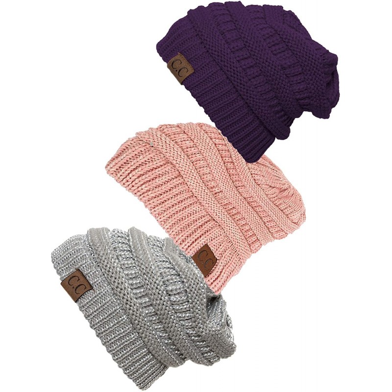 Skullies & Beanies Women's 3-Pack Knit Beanie Cap Hat - C018LRN0KDM $29.07