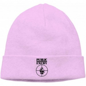 Skullies & Beanies Mens & Womens Public Enemy Skull Beanie Hats Winter Knitted Caps Soft Warm Ski Hat Gray - Pink - C318KZAHW...