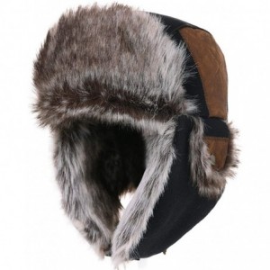 Skullies & Beanies SIGGI Faux Fur Trapper Hat for Men Cotton Warm Ushanka Russian Hunting Hat - 67191_black-2 - C918AA538DT $...