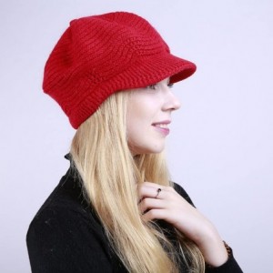 Baseball Caps Womens Knit Cap Solid Warm Crochet Winter Wool Knit Manual Caps Hat - Red - C918IQ7ETI9 $10.39