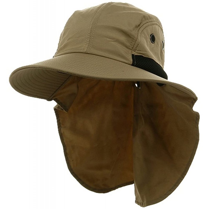 Sun Hats 4 Panel Large Bill Flap Hat - Khaki - CW111QLU9TL $11.57