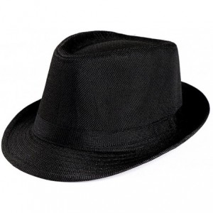Sun Hats Womens Summer Wide Brim Straw Panama Roll up Hat Fedora Beach Sun Hat Foldable - Black - CE18E39HE25 $15.18