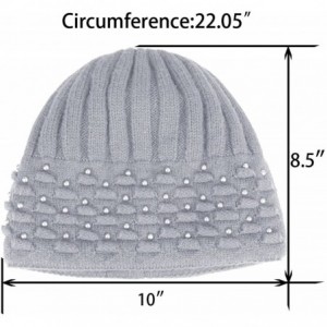 Skullies & Beanies Women's Angora Blend Beanie Hat - Dual Layer Pearl Accent Edge - Gray - C212MYANODD $19.70