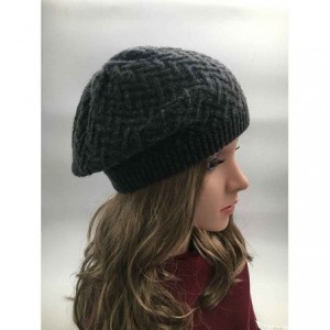 Berets Women's Lady Knitted Beret hat Merino Wool Braided hat French Beret for Winter Autumn Solid Color - Dark Grey - CN182O...