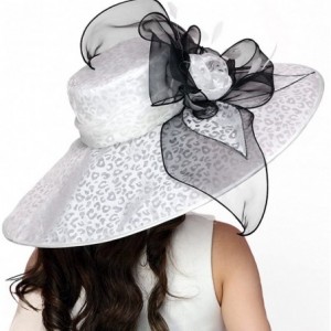 Sun Hats Women Hats Summer Big Hat Wide Brim Top Flower White Black - White Hat - CM11U8JRDFZ $36.09