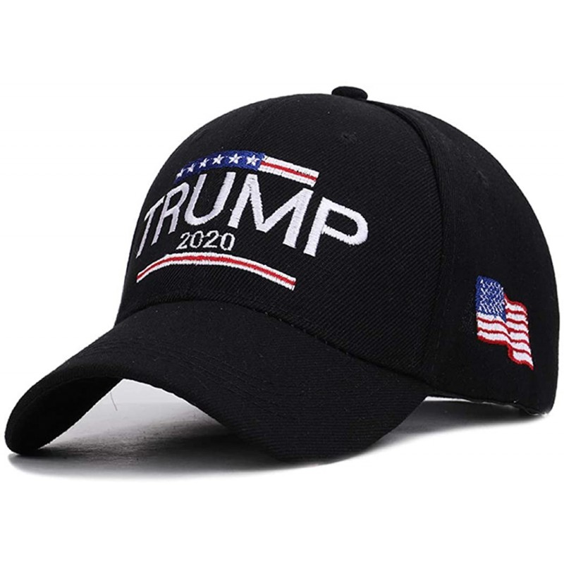 Baseball Caps Trump 2020 Hat & Flag Keep America Great Campaign Embroidered/Printed Signature USA Baseball Cap - Black1 - CN1...