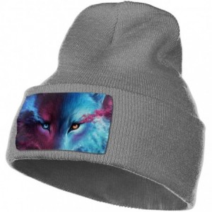 Skullies & Beanies Galaxy Wolf Winter Beanie Hat Knit Skull Cap for for Men & Women - Deep Heather - CL18NEU0OZK $19.05