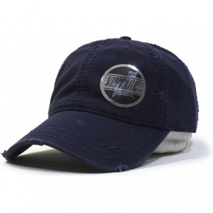 Baseball Caps Washed Cotton Distressed with Heavy Stitching Adjustable Baseball Cap - Navy - C812ECEIQA1 $11.49