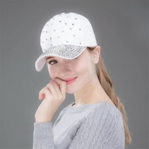 Baseball Caps Women Rhinestone Bling Baseball Cap Adjustable Studded Crystal Snapback Sun Hat - Black-rosestone - CN18GZ6U8OI...