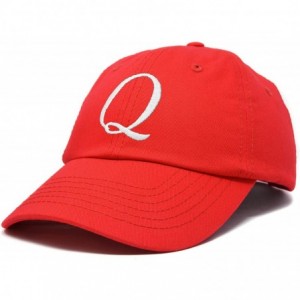 Baseball Caps Initial Hat Letter Q Womens Baseball Cap Monogram Cursive Embroider - Red - CH18U5TM9MR $9.49