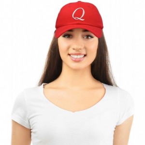 Baseball Caps Initial Hat Letter Q Womens Baseball Cap Monogram Cursive Embroider - Red - CH18U5TM9MR $9.49