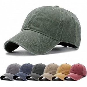 Baseball Caps Men Women Baseball Cap Vintage Cotton Washed Distressed Hats Twill Plain Adjustable Dad-Hat - C-army Green - CR...