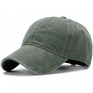 Baseball Caps Men Women Baseball Cap Vintage Cotton Washed Distressed Hats Twill Plain Adjustable Dad-Hat - C-army Green - CR...