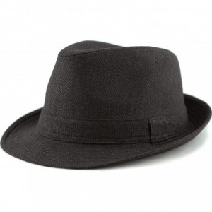 Fedoras Faux Suede Wool Blend Trilby Fedora Hats - Brown Herringbone - C818775AA8M $34.33