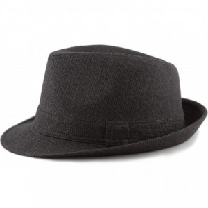 Fedoras Faux Suede Wool Blend Trilby Fedora Hats - Brown Herringbone - C818775AA8M $12.20