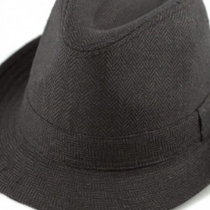 Fedoras Faux Suede Wool Blend Trilby Fedora Hats - Brown Herringbone - C818775AA8M $12.20
