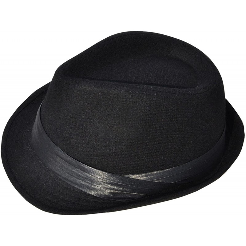 Fedoras Men Women's Manhattan Short Brim Gangster Fedora Hat - Black2 - CH1872KWXQ7 $12.53