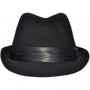 Fedoras Men Women's Manhattan Short Brim Gangster Fedora Hat - Black2 - CH1872KWXQ7 $12.53
