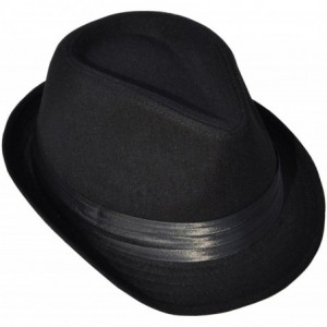 Fedoras Men Women's Manhattan Short Brim Gangster Fedora Hat - Black2 - CH1872KWXQ7 $12.53