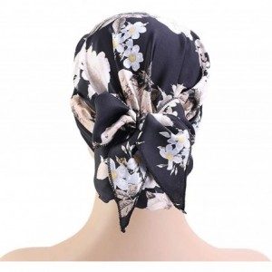 Skullies & Beanies Women Vintage Silky Turbans Bonnet Elastic Wide Band Multifunction Printing Hat Chemo Hair Loss Cap - 3 Pa...