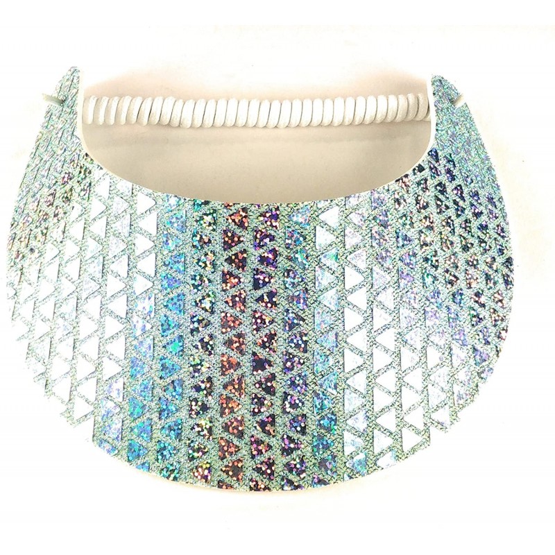 Visors Miracle Lace Sizzle Glitz Foam Sun Visor - Light Blue - CG17YHMQZH3 $8.33