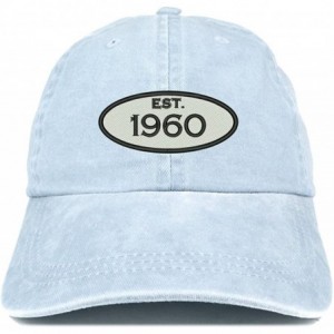 Baseball Caps Established 1960 Embroidered 60th Birthday Gift Pigment Dyed Washed Cotton Cap - Light Blue - CQ180ND7LOX $17.60