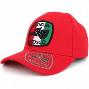 Baseball Caps Hecho en Mexico Eagle Embroidered Square Patch Baseball Cap - Red - CN18OIGMXY4 $20.95
