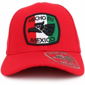 Baseball Caps Hecho en Mexico Eagle Embroidered Square Patch Baseball Cap - Red - CN18OIGMXY4 $13.87