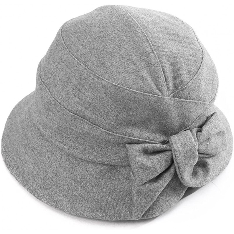 Bucket Hats Ladies Wool Cloche Hats Winter Bucket Hat 1920s Vintage Derby Hat Foldable - 89084_grey - CG187CSW0AR $23.29