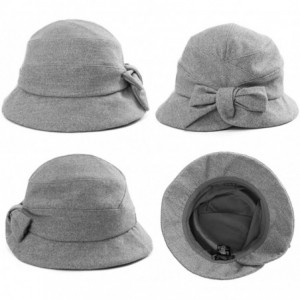 Bucket Hats Ladies Wool Cloche Hats Winter Bucket Hat 1920s Vintage Derby Hat Foldable - 89084_grey - CG187CSW0AR $23.29