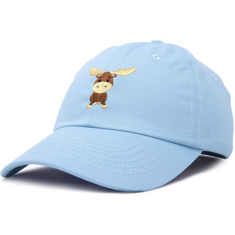 Baseball Caps Cute Moose Hat Baseball Cap - Light Blue - CP18LZ887EK $17.28