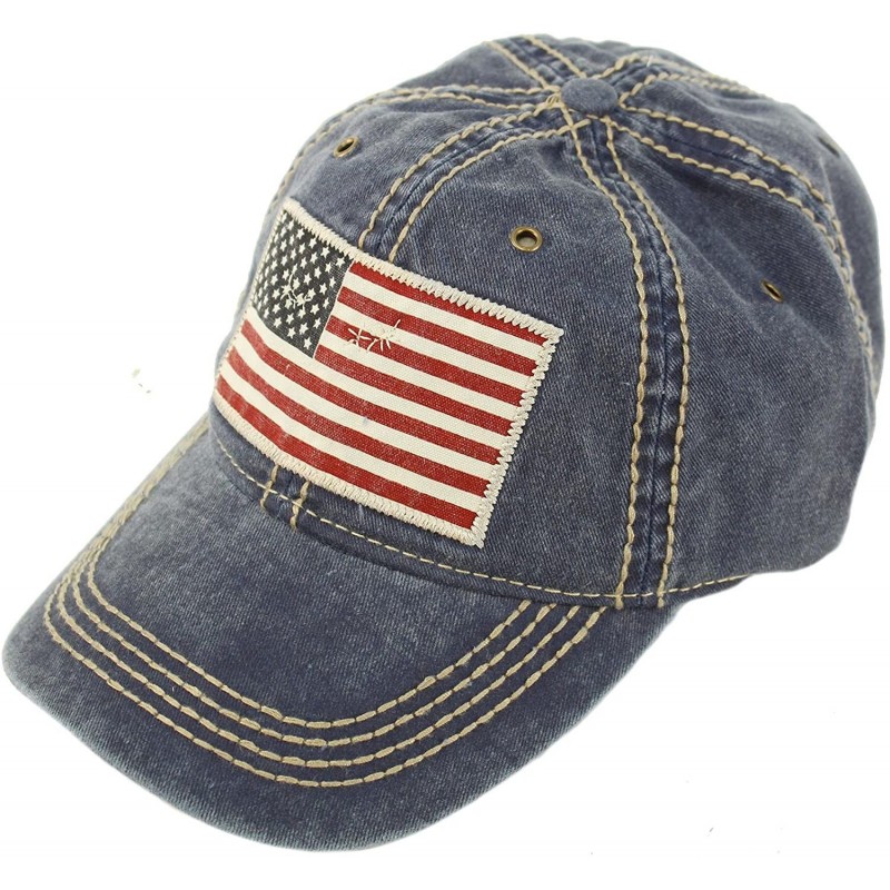 Baseball Caps Unisex Washed Cotton Vintage USA Flag Low Profile Summer Baseball Cap Hat - Navy - CW18CXRIK5G $14.61