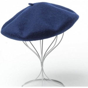 Berets Men's Unisex Adults Solid Color Wool Artist French Beret Hat - Navy Blue - C318L32AG9E $10.91