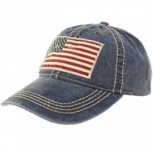 Baseball Caps Unisex Washed Cotton Vintage USA Flag Low Profile Summer Baseball Cap Hat - Navy - CW18CXRIK5G $14.61