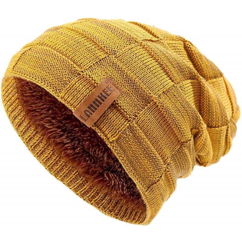 Skullies & Beanies Beanie Hat for Men and Women Winter Warm Hats Knit Slouchy Thick Skull Cap (M1-Yellow) - CK18XDUU7IM $9.06