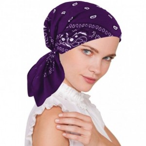 Skullies & Beanies Paisley Bandana Scarf Pre Tied Cotton Chemo Hat Beanie Turban Headwear for Cancer - 10- Purple - C312JDC5W...