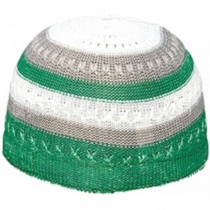 Skullies & Beanies Men Muslim Islamic Prayer Cap Color Block Skull Pattern Topi Beanie Headwear Green - CL18IZW6EI2 $17.37