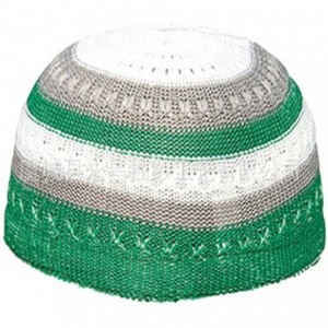 Skullies & Beanies Men Muslim Islamic Prayer Cap Color Block Skull Pattern Topi Beanie Headwear Green - CL18IZW6EI2 $10.72