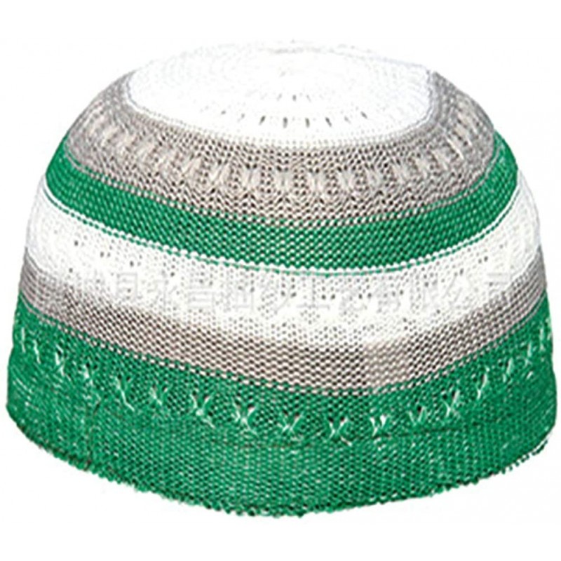 Skullies & Beanies Men Muslim Islamic Prayer Cap Color Block Skull Pattern Topi Beanie Headwear Green - CL18IZW6EI2 $16.08