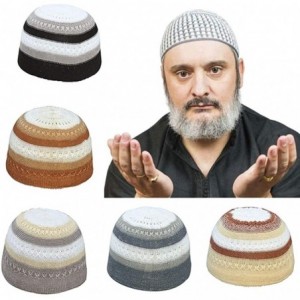 Skullies & Beanies Men Muslim Islamic Prayer Cap Color Block Skull Pattern Topi Beanie Headwear Green - CL18IZW6EI2 $10.72