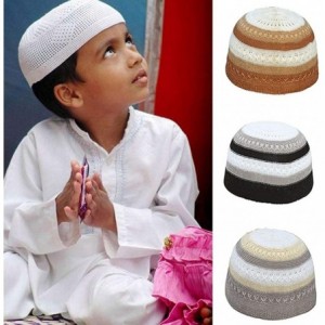 Skullies & Beanies Men Muslim Islamic Prayer Cap Color Block Skull Pattern Topi Beanie Headwear Green - CL18IZW6EI2 $10.72